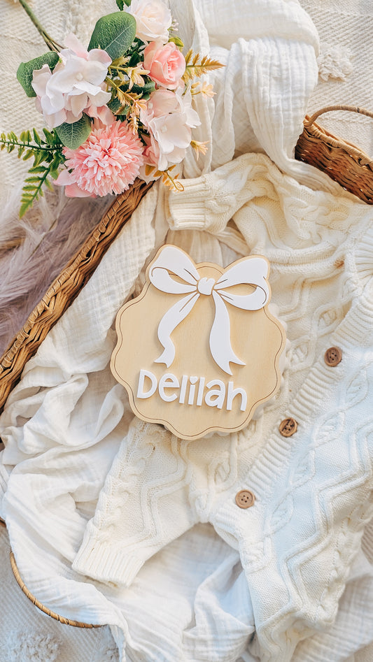 Personalised Name Plaque - Coquette Bow