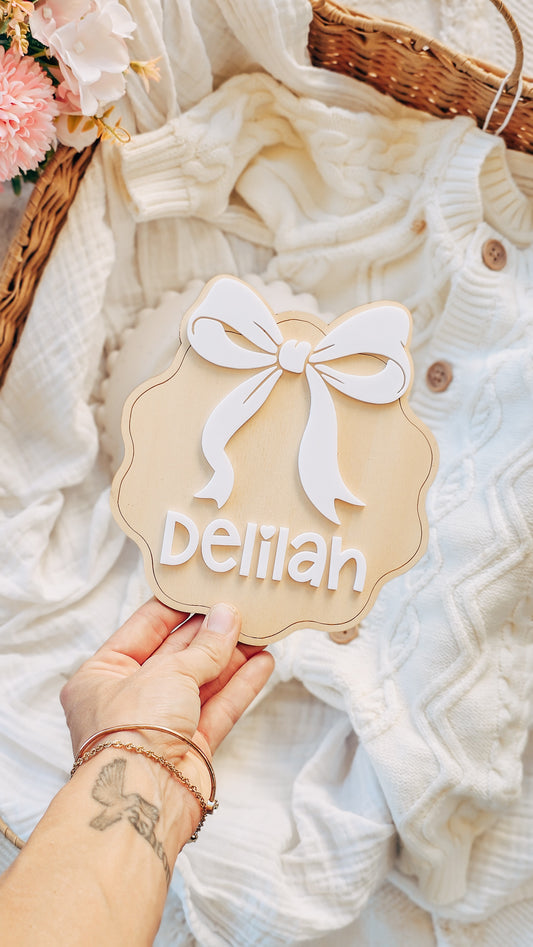 Personalised Name Plaque - Coquette Bow