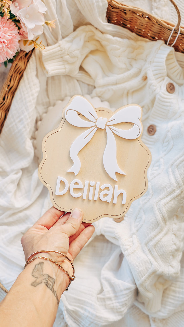 Personalised Name Plaque - Coquette Bow