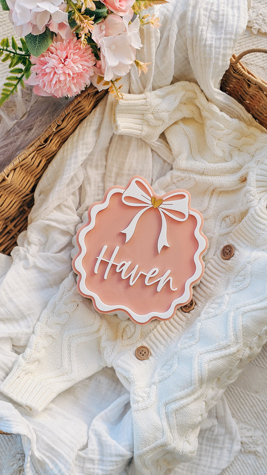 Personalised Name Plaque - Scallop Bow