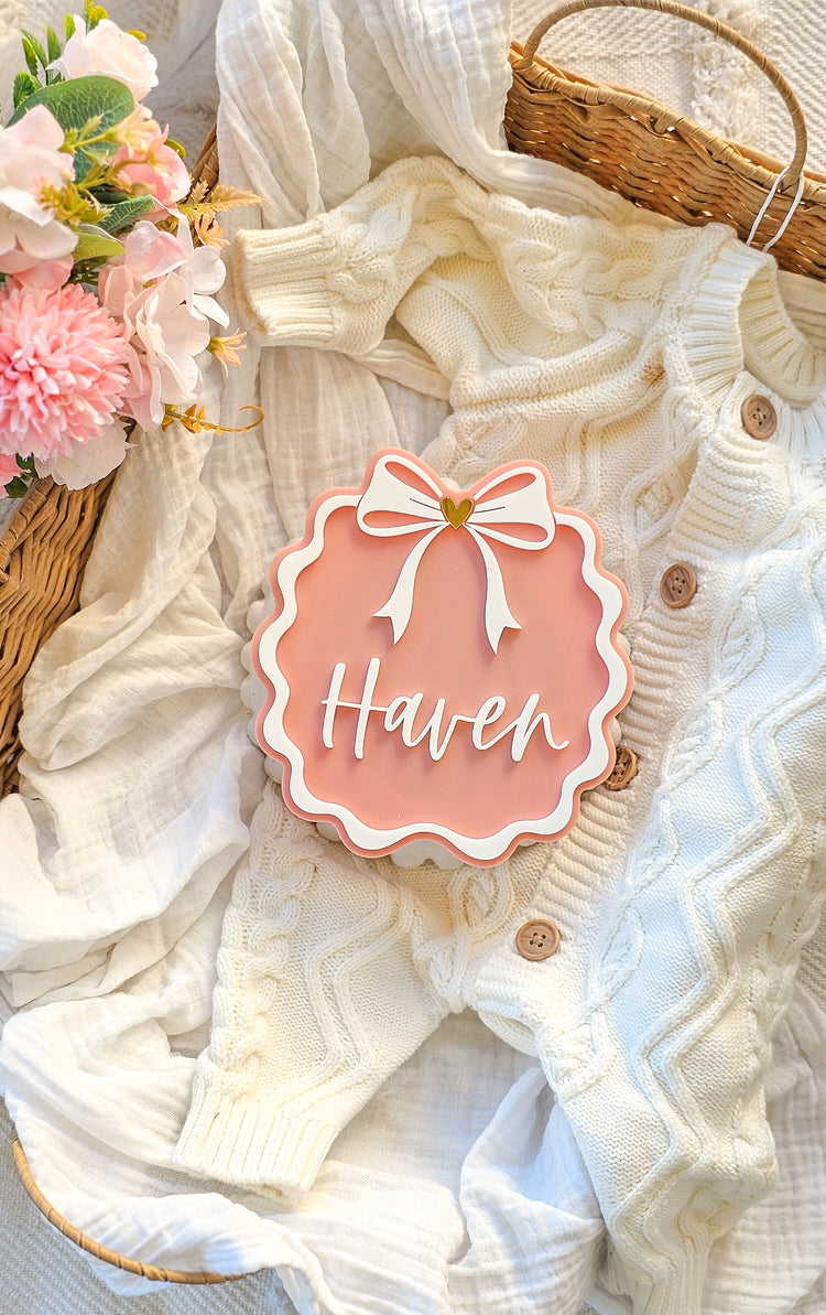 Personalised Name Plaque - Scallop Bow