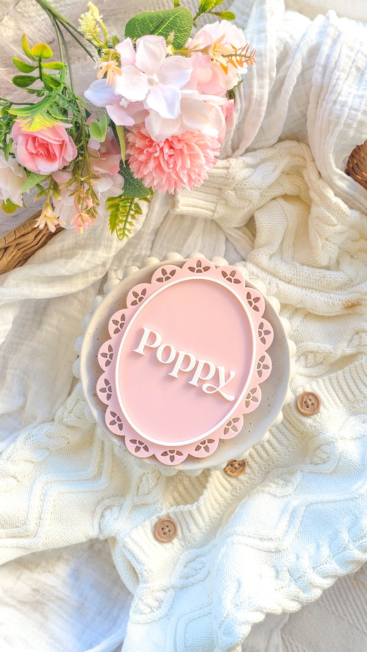 Personalised Name Plaque - Vintage Lace Oval