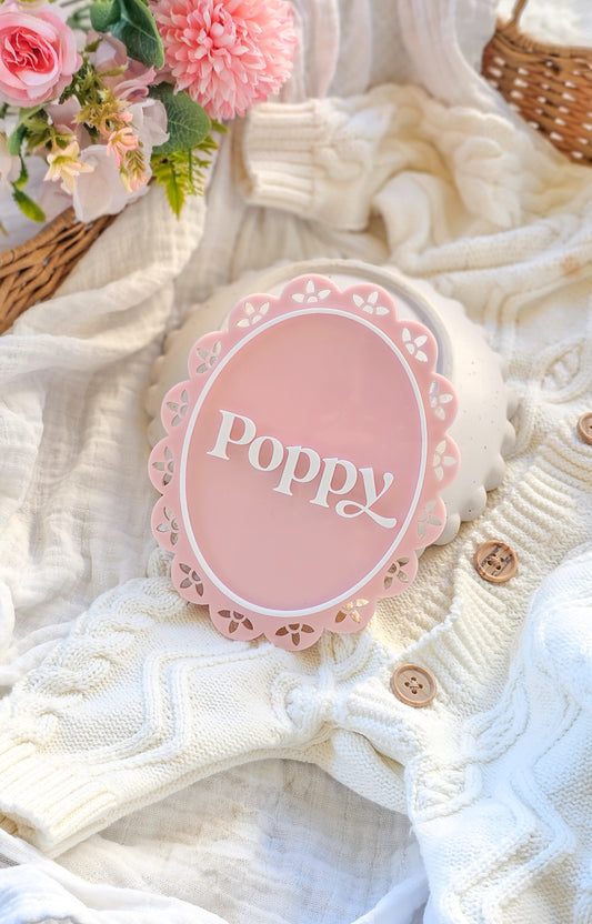 Personalised Name Plaque - Vintage Lace Oval