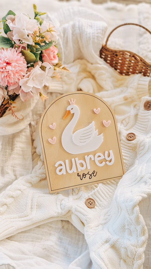 Personalised Name Plaque - Princess Swan