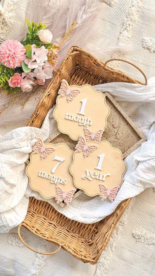 Interchangeable Milestone Plaques - Butterfly Design