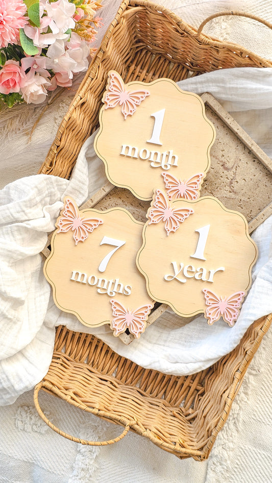 Interchangeable Milestone Plaques - Butterfly Design
