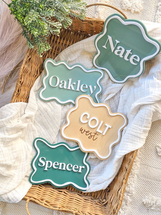 Personalised Name Plaque - Wavy Abstract Designs