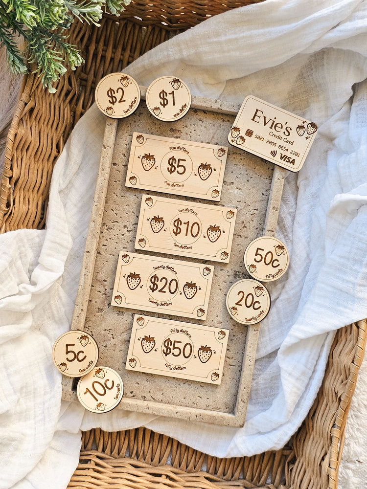 Children's play money set - Strawberry Design