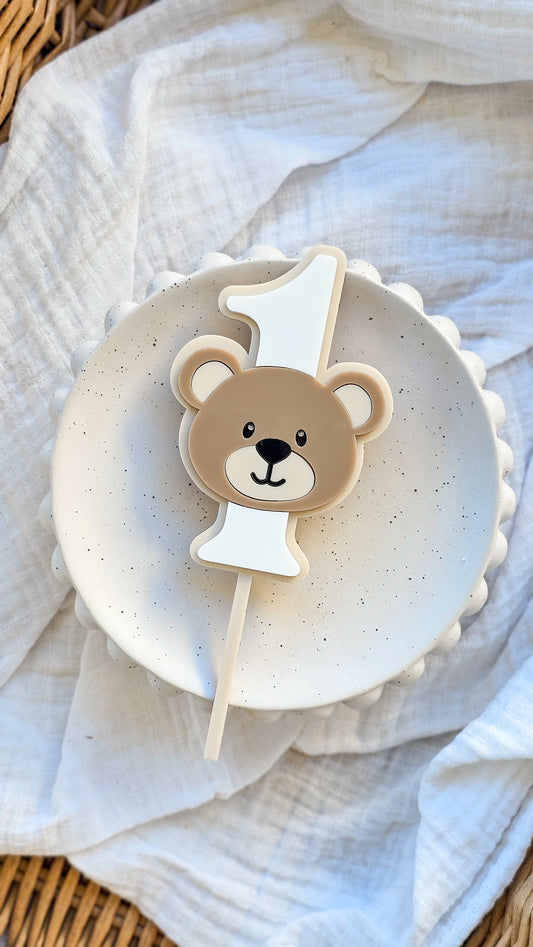 Teddy Bear Number Cake Topper