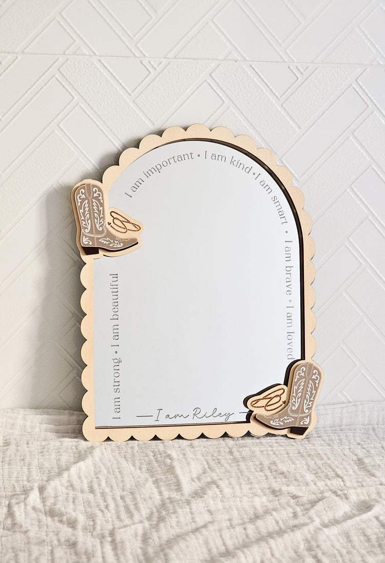 Personalised Daily Affirmation Mirror - Cowboy boot & Lasso