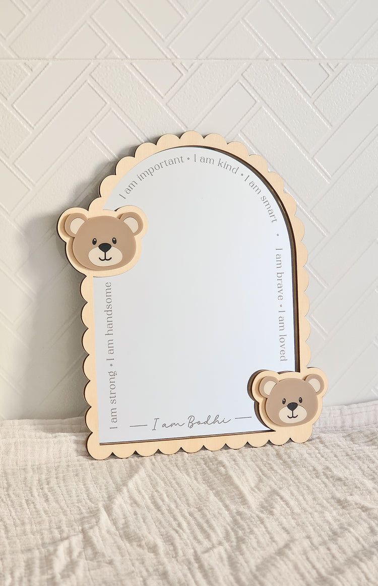 Personalised Daily Affirmation Mirror - Teddy Bear Face