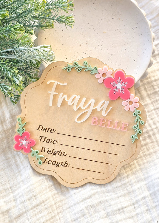 Personalised Blossom Birth Plaque