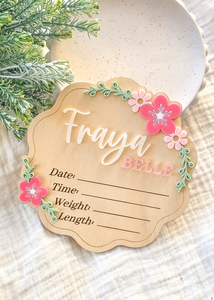 Personalised Blossom Birth Plaque