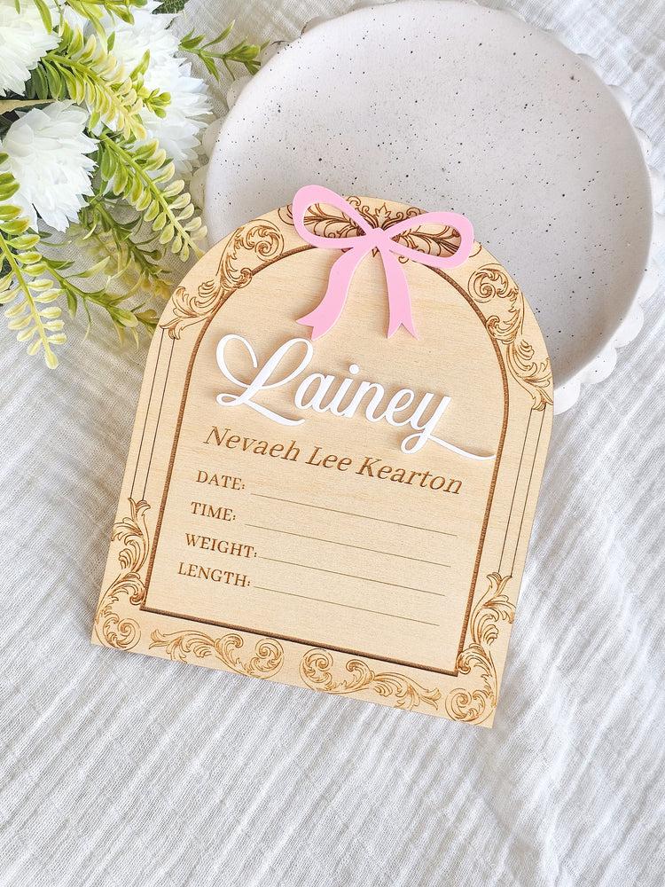 Personalised Antique Birth Announcement Plaque