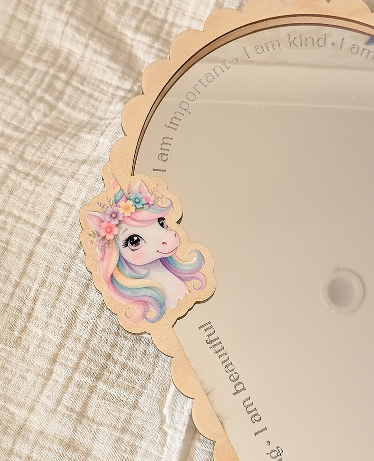 Personalised Daily Affirmation Mirror - Unicorn UV Design