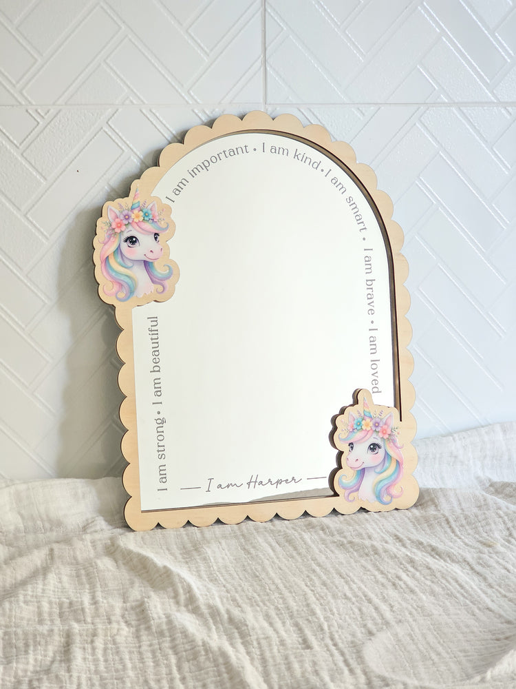 Personalised Daily Affirmation Mirror - Unicorn UV Design