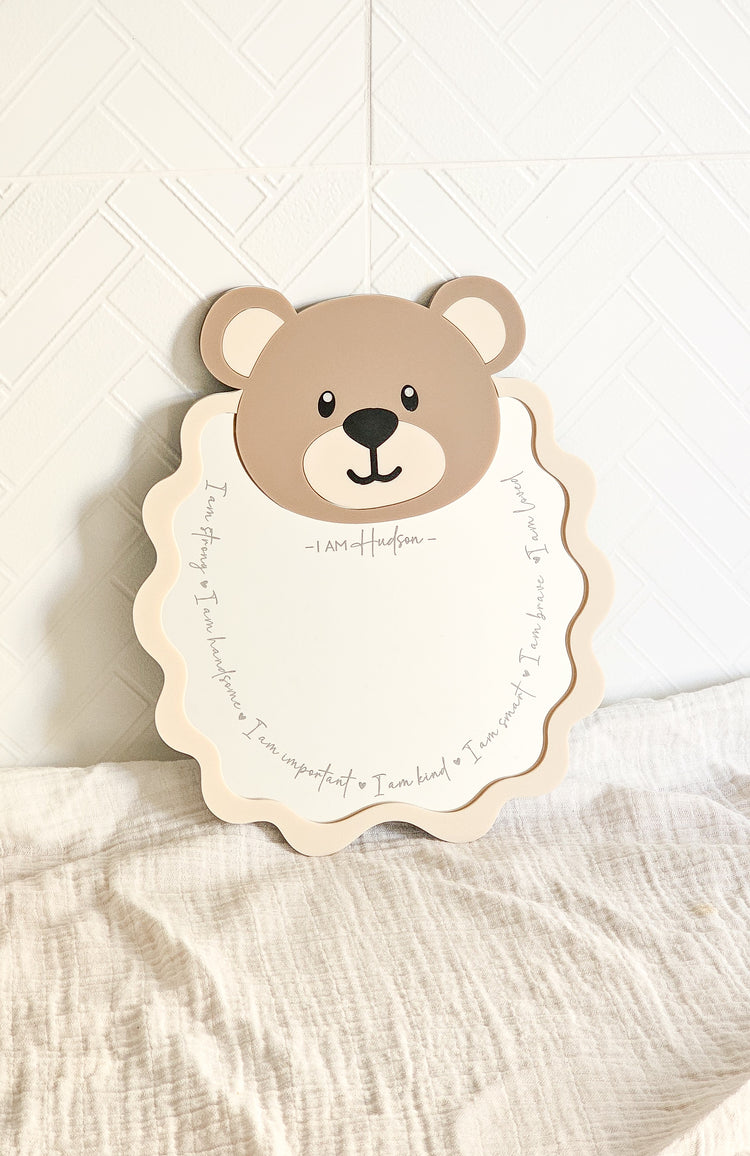 Personalised Daily Affirmation Mirror - Wavy Bear Head Sign