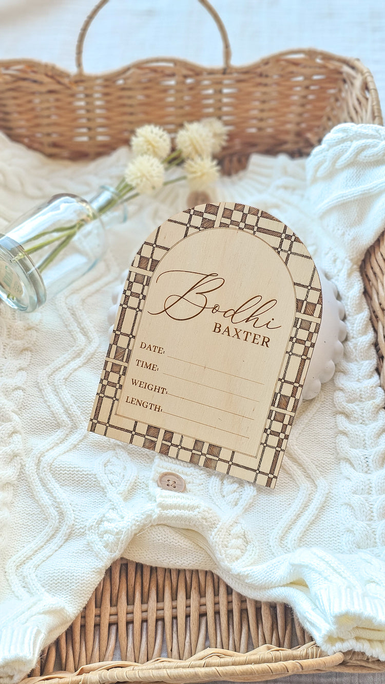 Pesonalised Engraved Name Plaid Tartan Birth Announcement - Arch