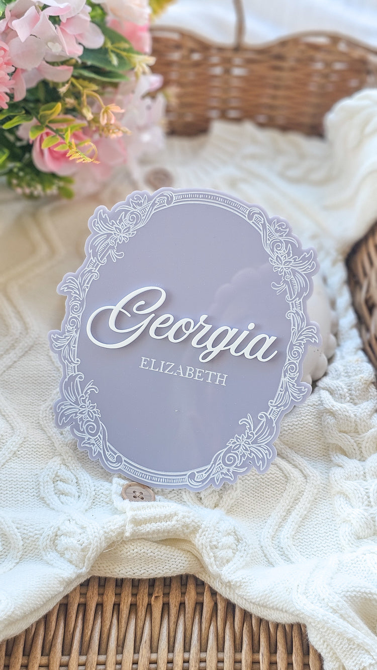 Ornate Heirloom Birth Announcement Plaque