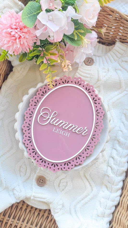 Vintage Lace Birth Announcement Plaque