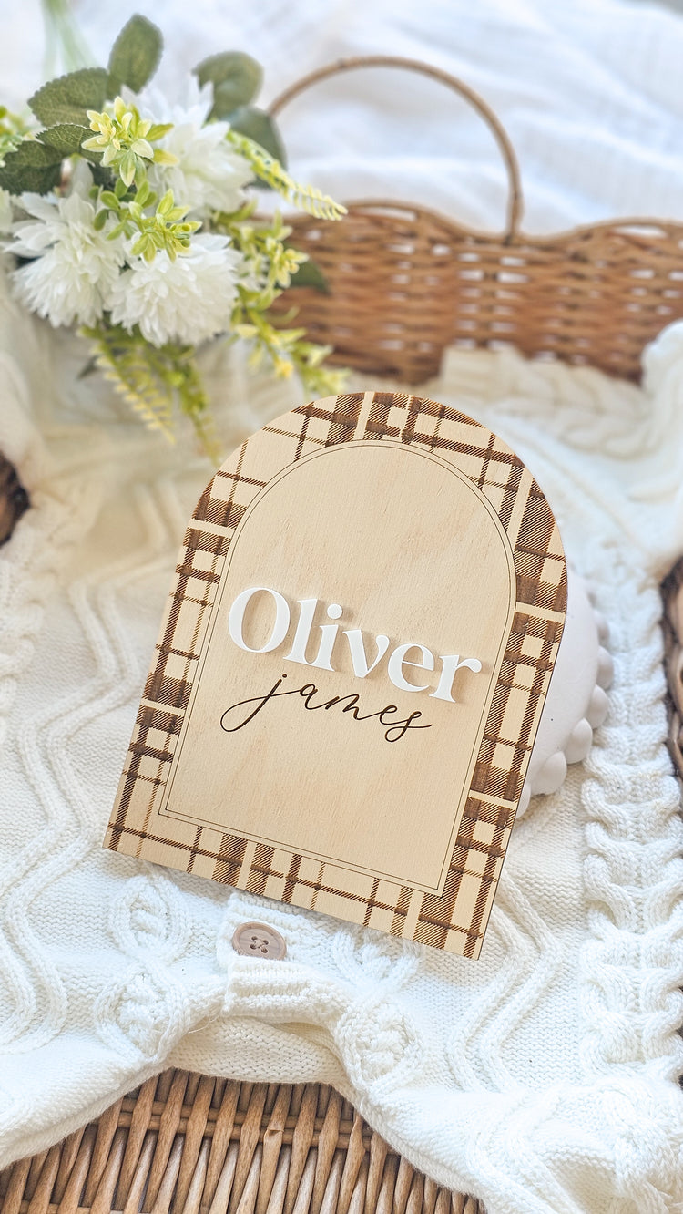 Personalised Plaid Tartan Name Plaque - Arch