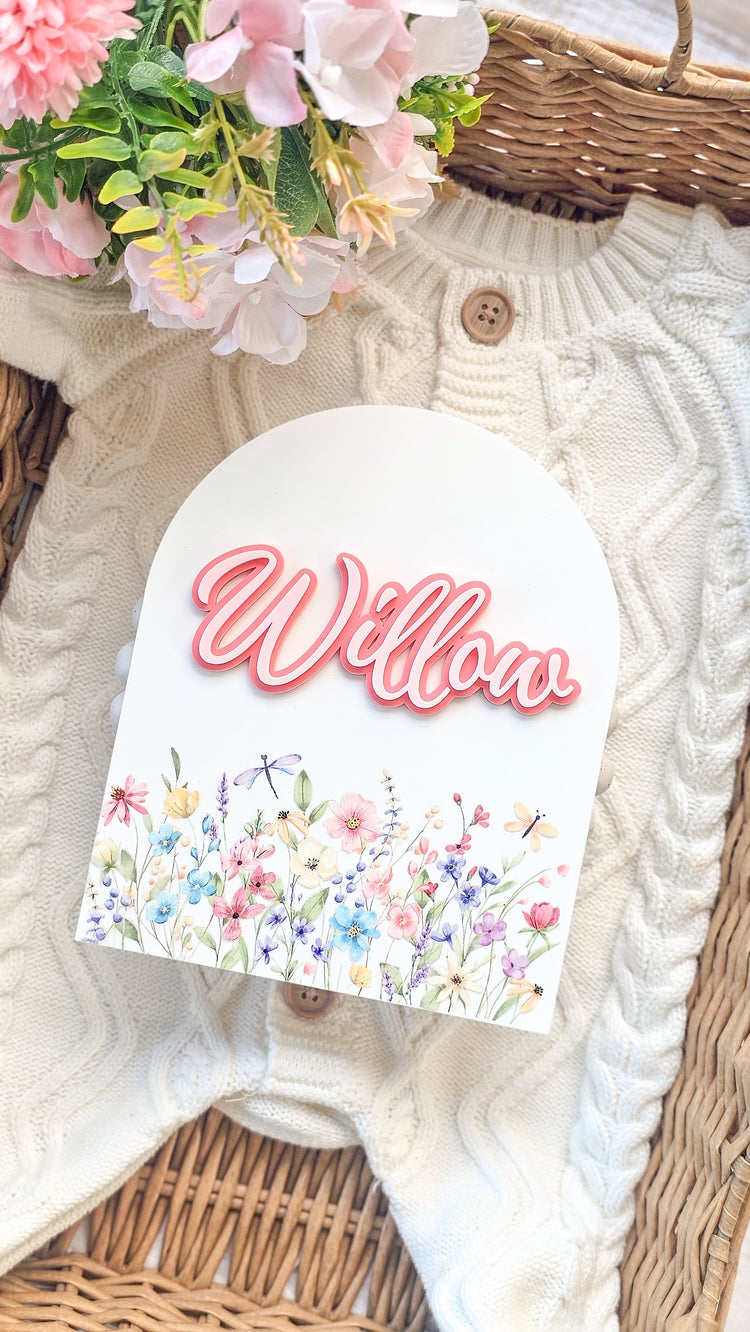 Personalised Wildflower Border Name Plaque