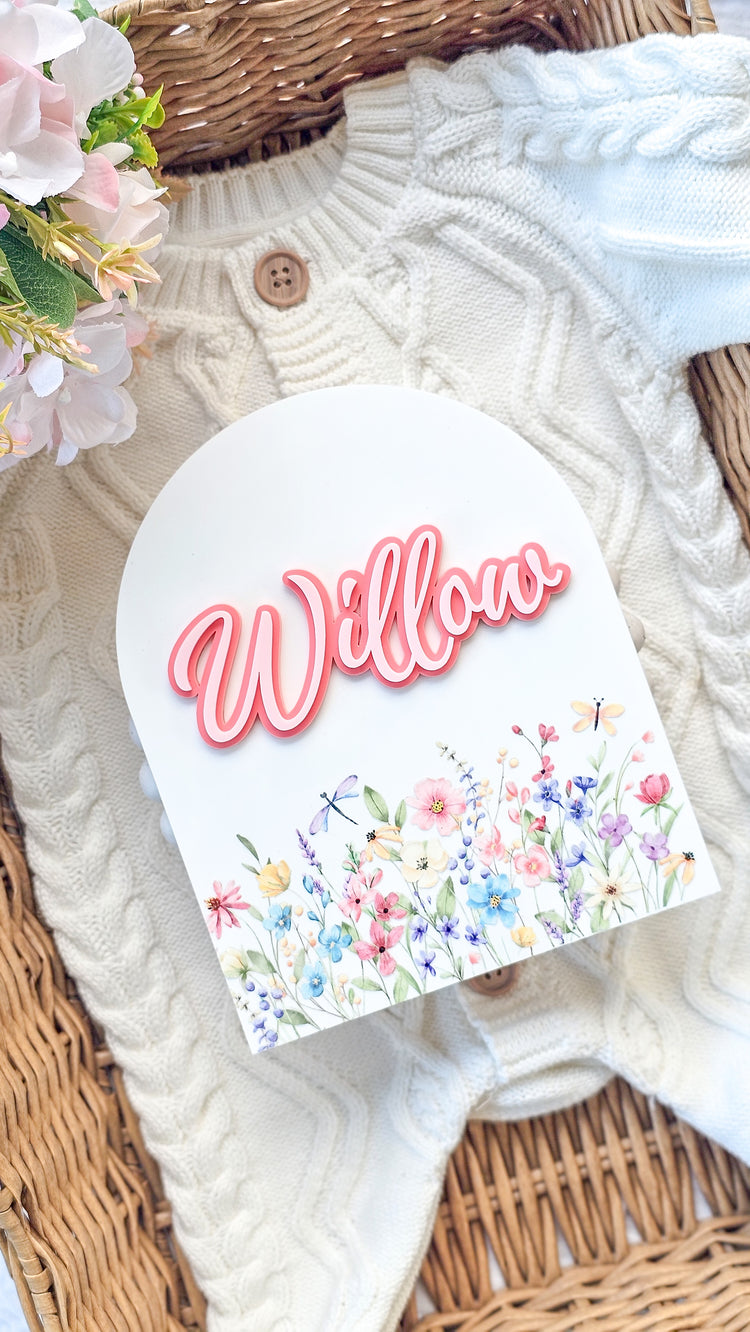 Personalised Wildflower Border Name Plaque