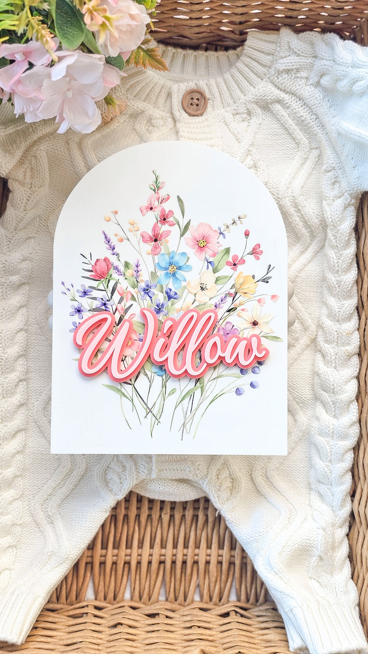 Personalised Wildflower Bouquet Name Plaque