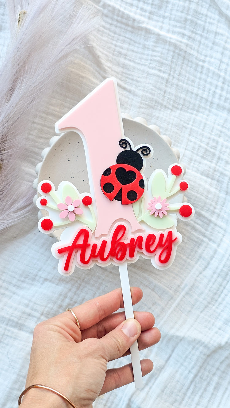 Personalised Lady Bug 1 Cake Topper