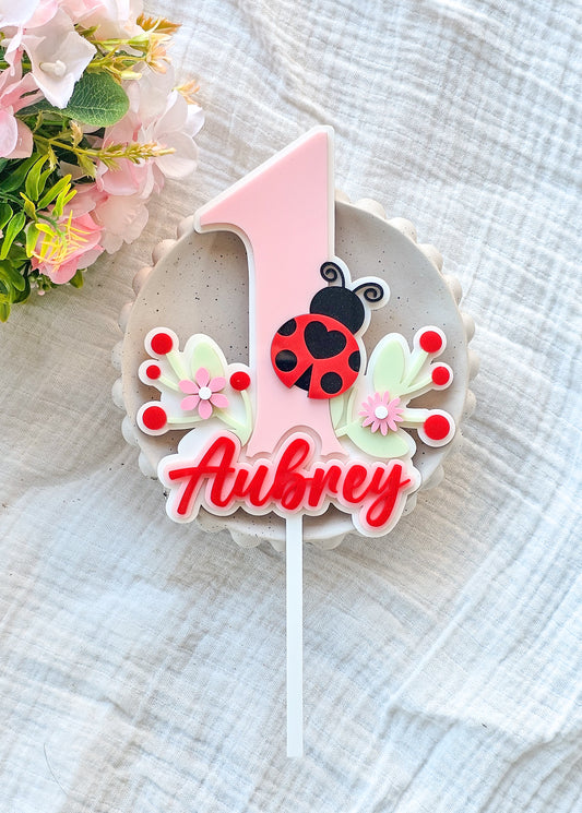 Personalised Lady Bug 1 Cake Topper