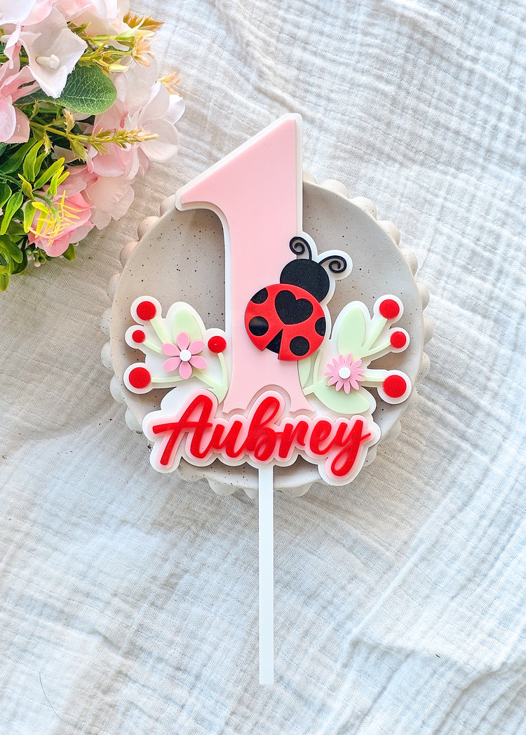 Personalised Lady Bug 1 Cake Topper