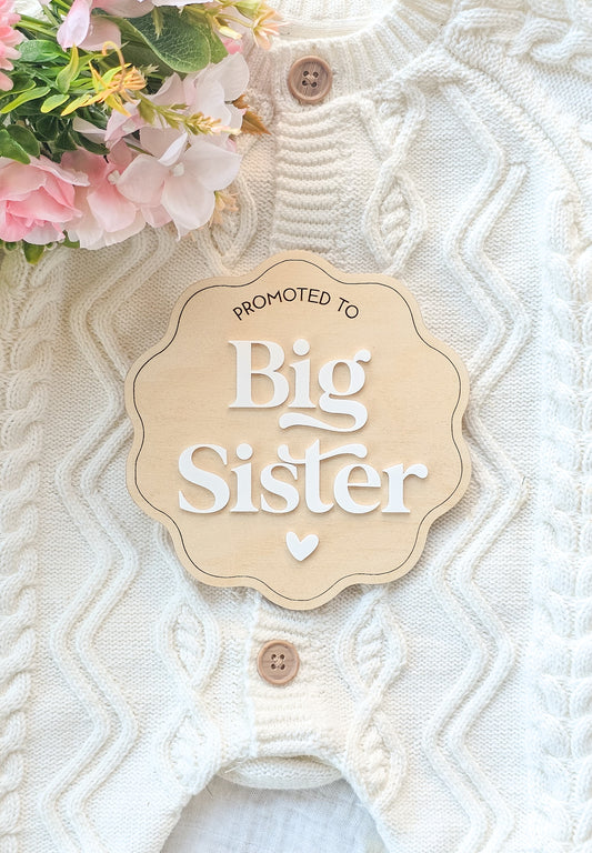 Promoted to Big Sister/Brother Wavy Plaque