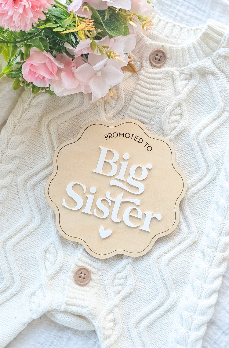 Promoted to Big Sister/Brother Wavy Plaque