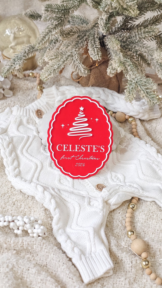 Scallop Personalised First Christmas Plaque