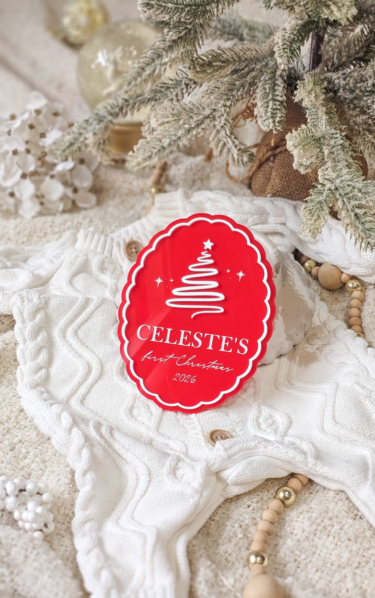 Scallop Personalised First Christmas Plaque