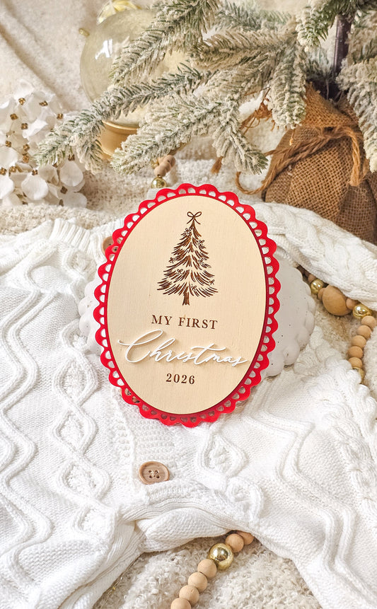 Scallop My First Christmas Plaque