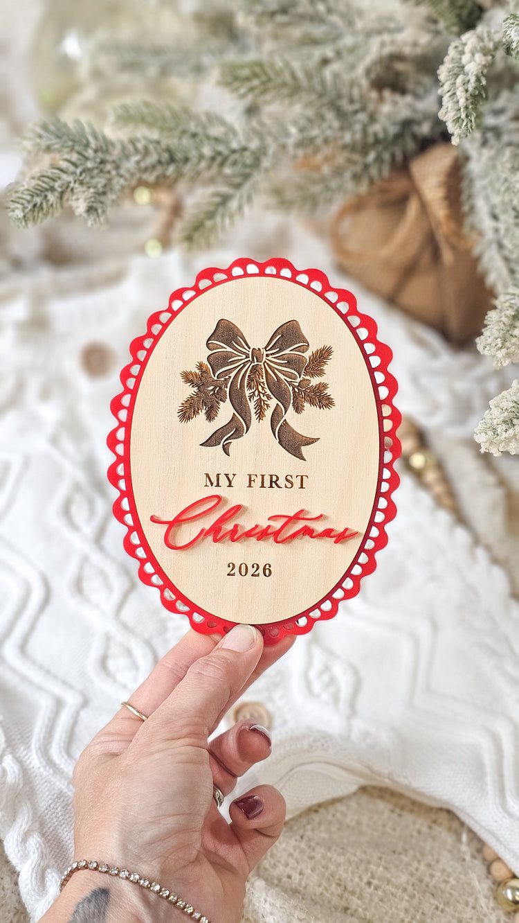 Scallop My First Christmas Plaque
