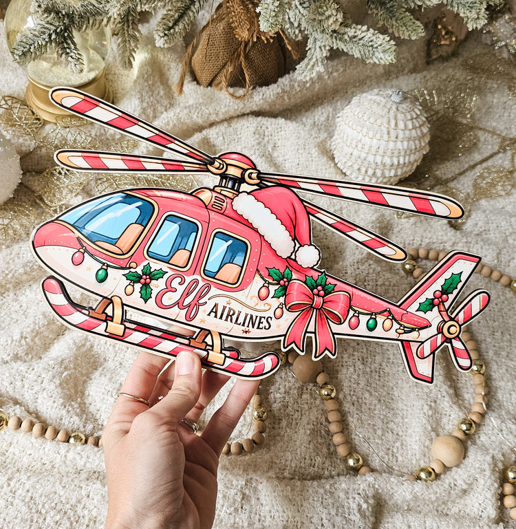 Elf Airlines Helicopter Prop & Welcome Sign