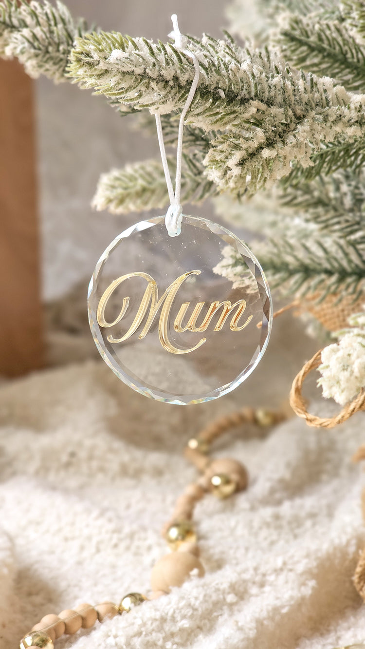 Small Crystal Christmas Ornament - Personalised Acrylic Name