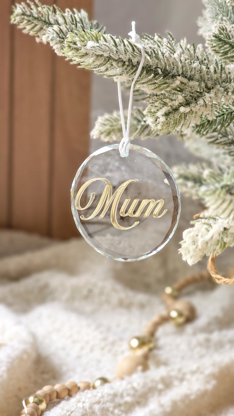 Small Crystal Christmas Ornament - Personalised Acrylic Name