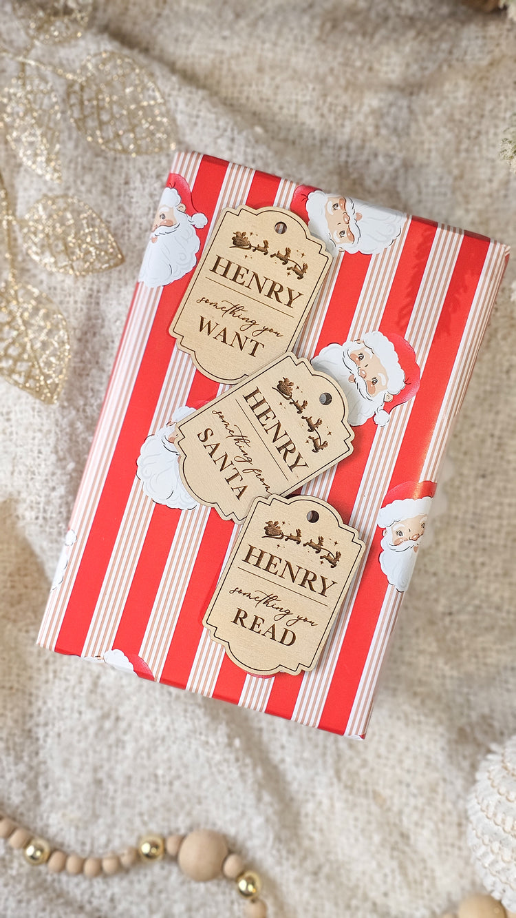 Santa Sleigh Meaningful Christmas Tags | Want, Need, Read, Do, Share, Wear