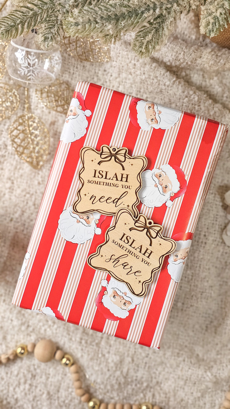 Coquette Bow Meaningful Christmas Tags | Want, Need, Read, Do, Share, Wear