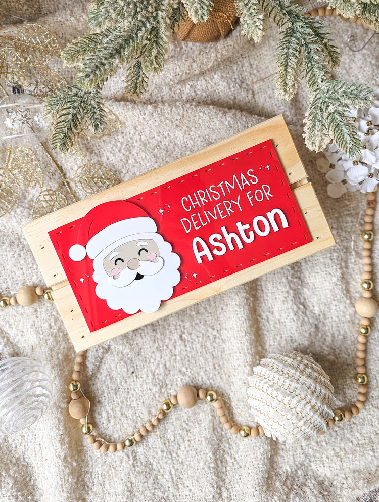 Santa Face Special Delivery Crate Plaque