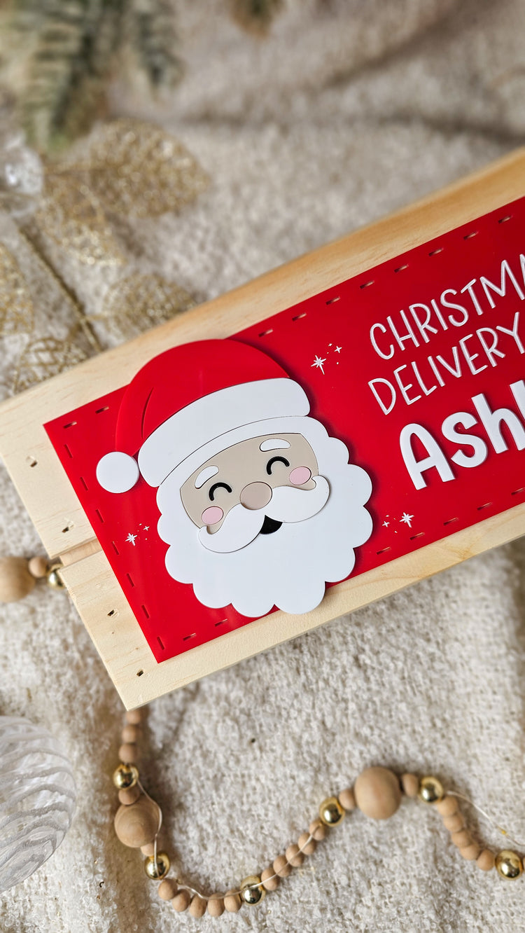 Santa Face Special Delivery Crate Plaque
