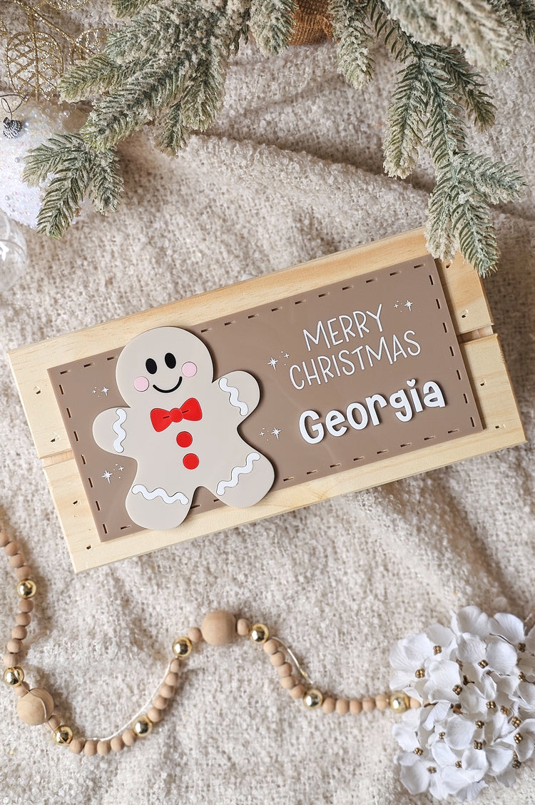 Gingerbread Christmas Crate Plaque