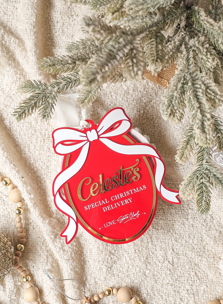 Oval Bow Special Christmas Delivery Tag