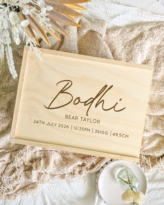 Wooden Keepsake Box - Personalised Script Design