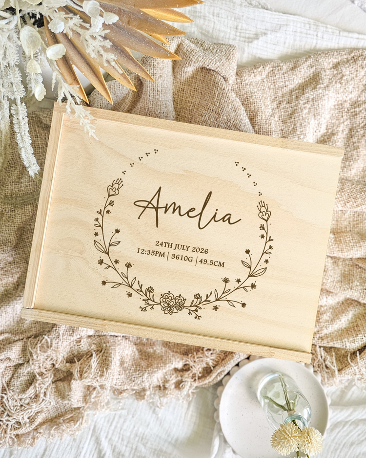 Wooden Keepsake Box - Wreath Design