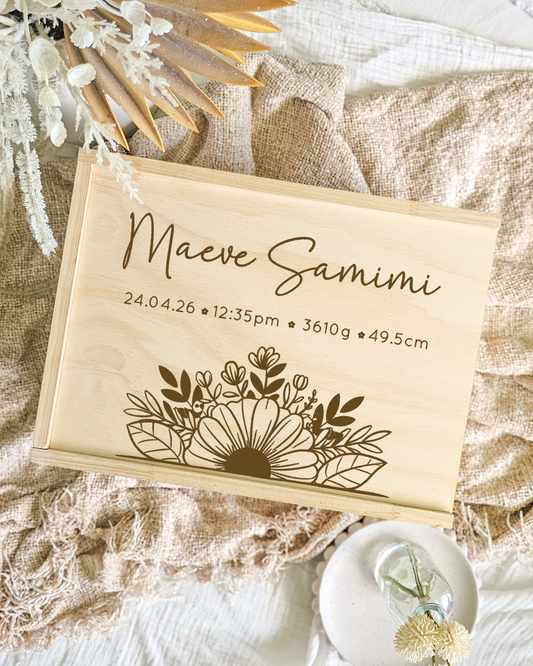 Wooden Keepsake Box - Daisy Wreath Design