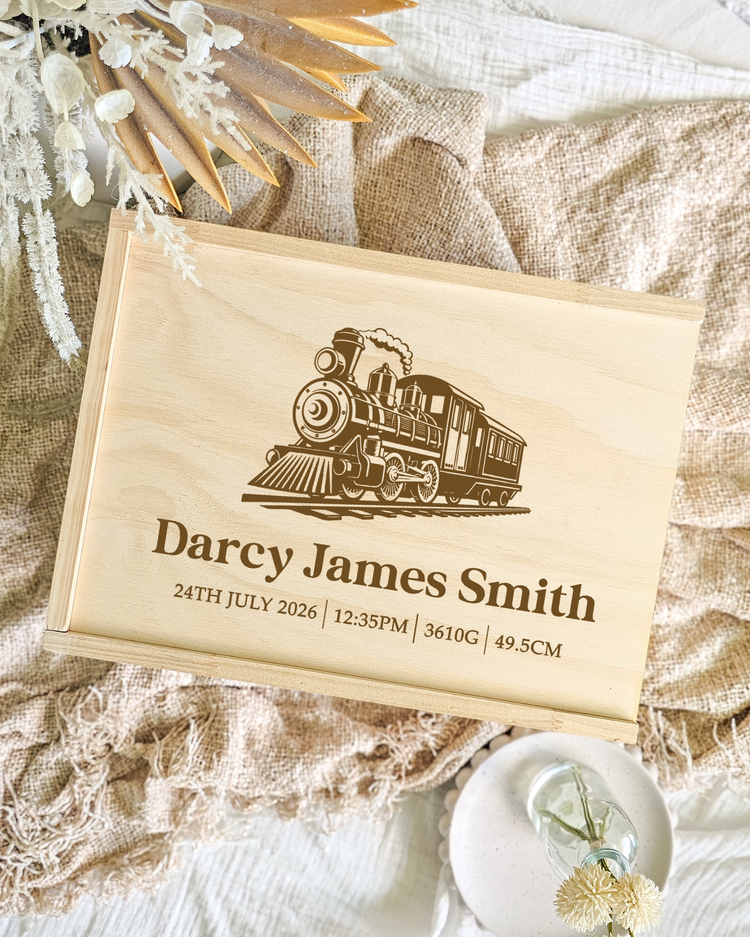 Wooden Keepsake Box - Steam Train Design